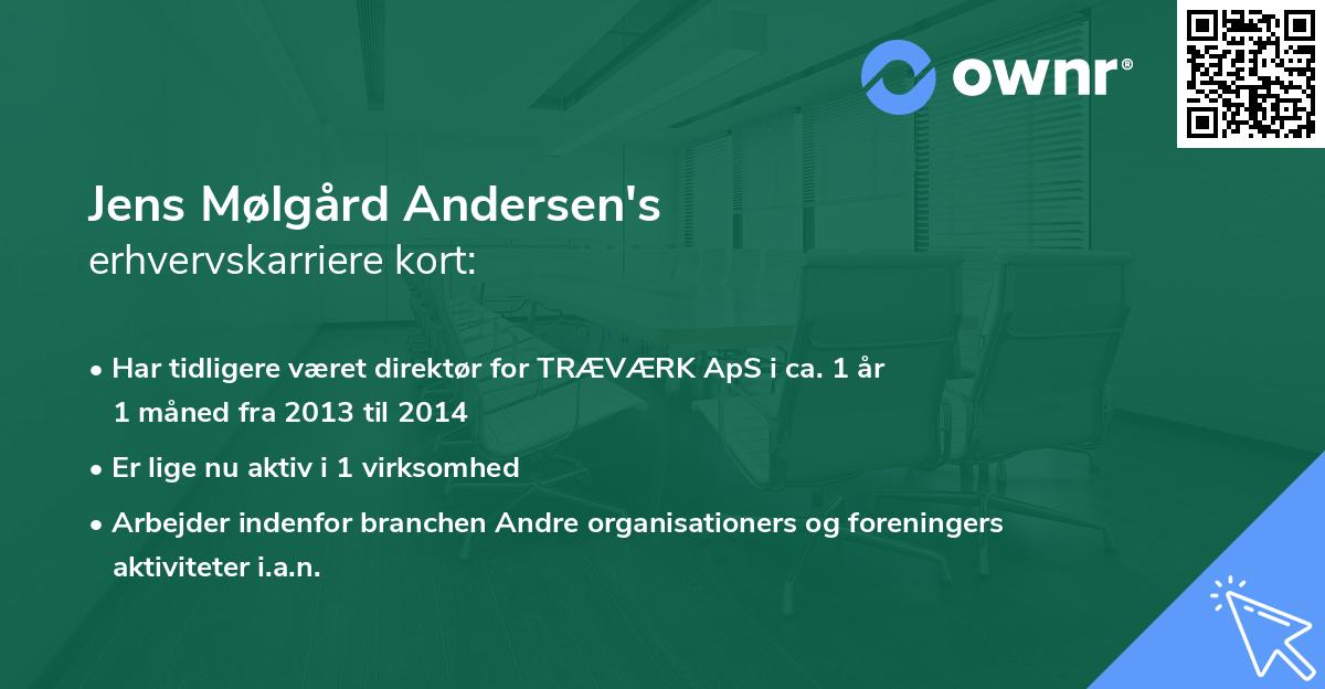 Jens Mølgård Andersen's erhvervskarriere kort