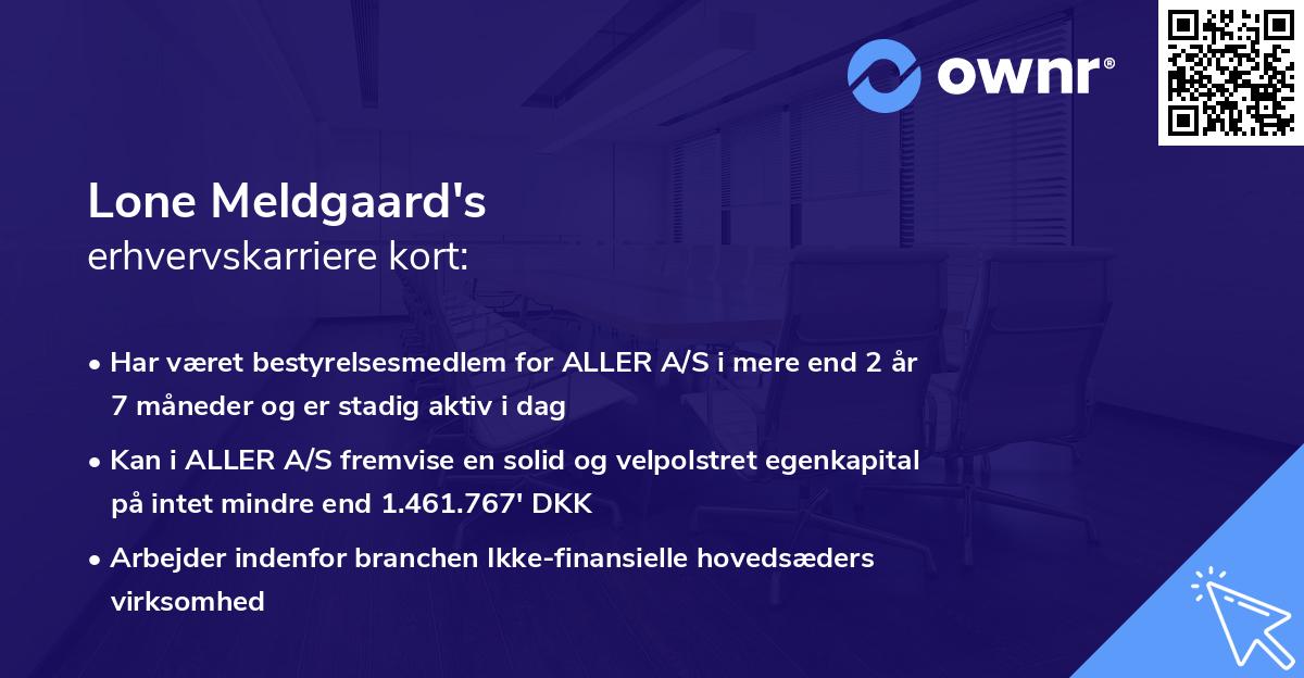 Lone Meldgaard's erhvervskarriere kort