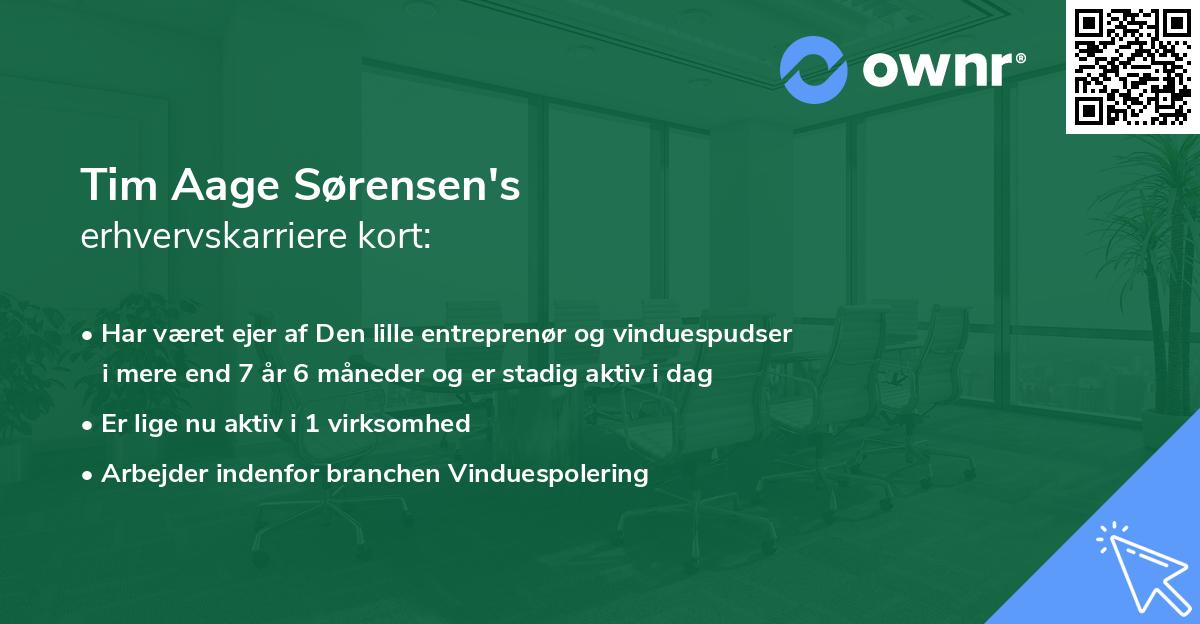 Tim Aage Sørensen's erhvervskarriere kort