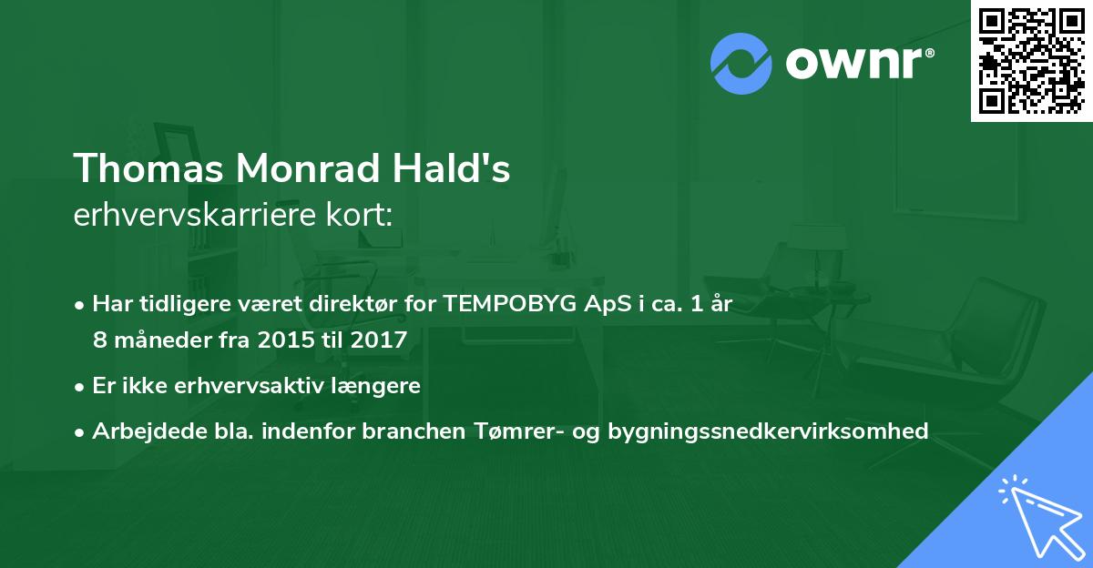 Thomas Monrad Hald's erhvervskarriere kort
