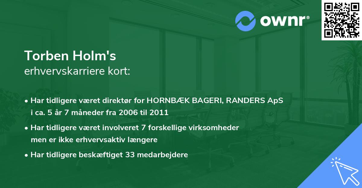Torben Holm's erhvervskarriere kort
