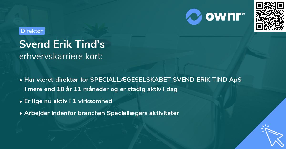 Svend Erik Tind's erhvervskarriere kort