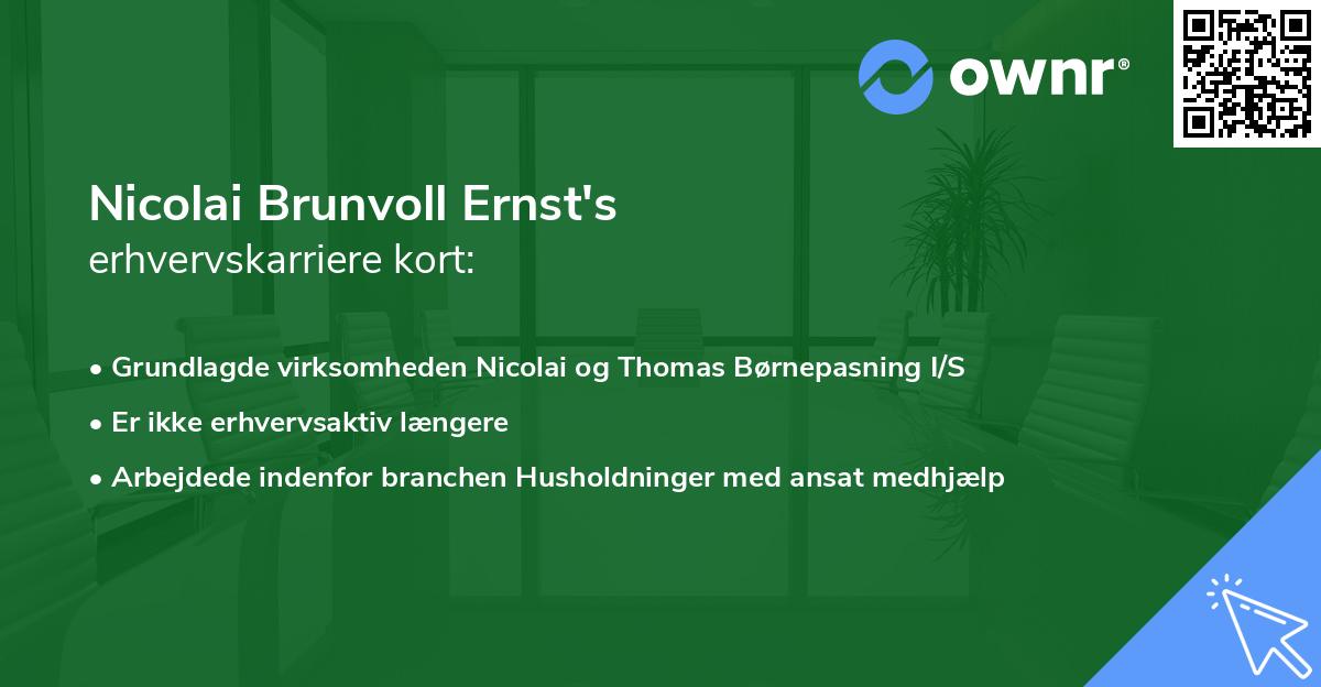 Nicolai Brunvoll Ernst's erhvervskarriere kort