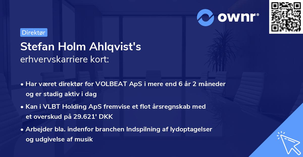 Stefan Holm Ahlqvist's erhvervskarriere kort
