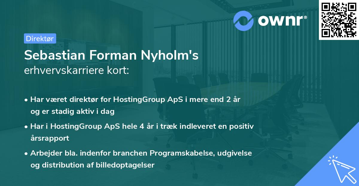 Sebastian Forman Nyholm's erhvervskarriere kort