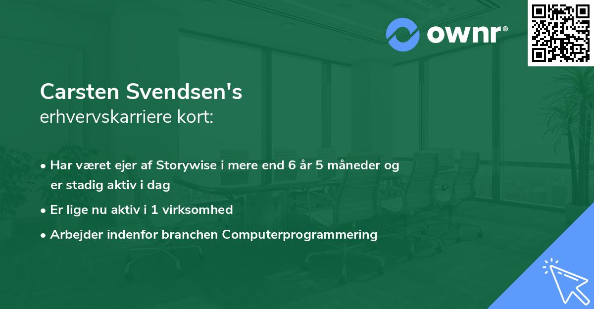 Carsten Svendsen's erhvervskarriere kort