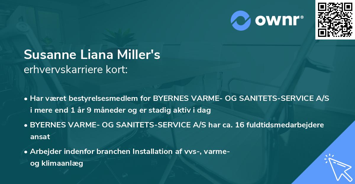 Susanne Liana Miller's erhvervskarriere kort