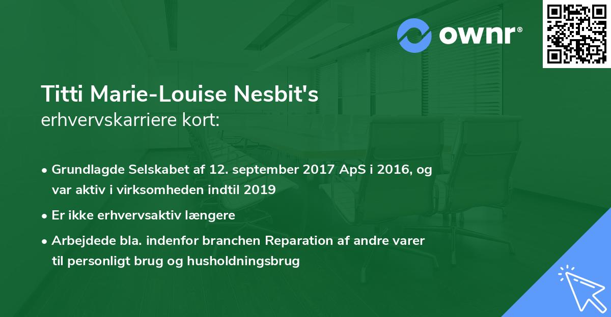 Titti Marie-Louise Nesbit's erhvervskarriere kort