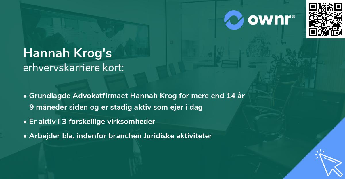 Hannah Krog's erhvervskarriere kort