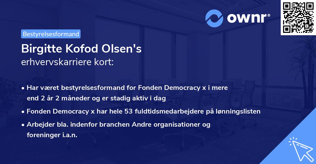 Birgitte Kofod Olsen's erhvervskarriere kort