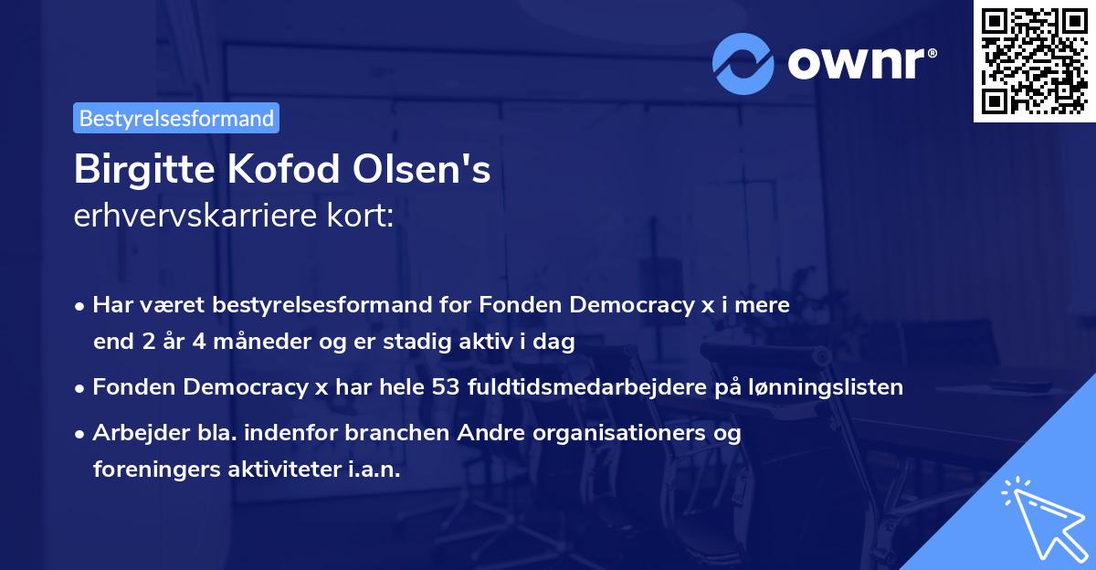 Birgitte Kofod Olsen's erhvervskarriere kort