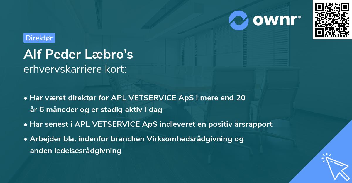 Alf Peder Læbro's erhvervskarriere kort