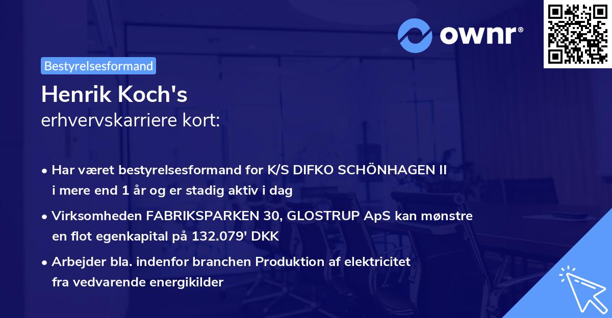 Henrik Koch's erhvervskarriere kort
