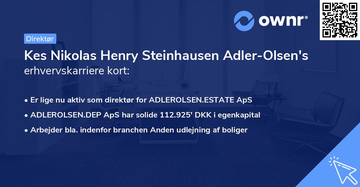 Kes Nikolas Henry Steinhausen Adler-Olsen's erhvervskarriere kort