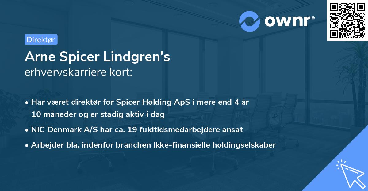 Arne Spicer Lindgren's erhvervskarriere kort