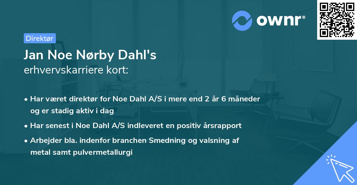 Jan Noe Nørby Dahl's erhvervskarriere kort