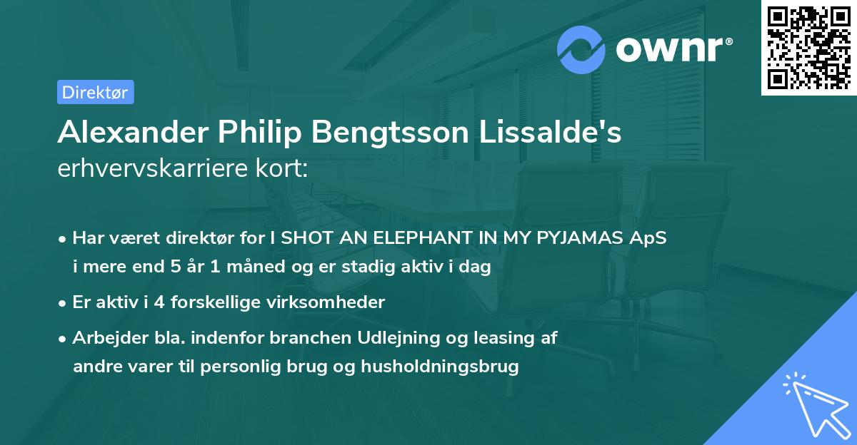 Alexander Philip Bengtsson Lissalde's erhvervskarriere kort