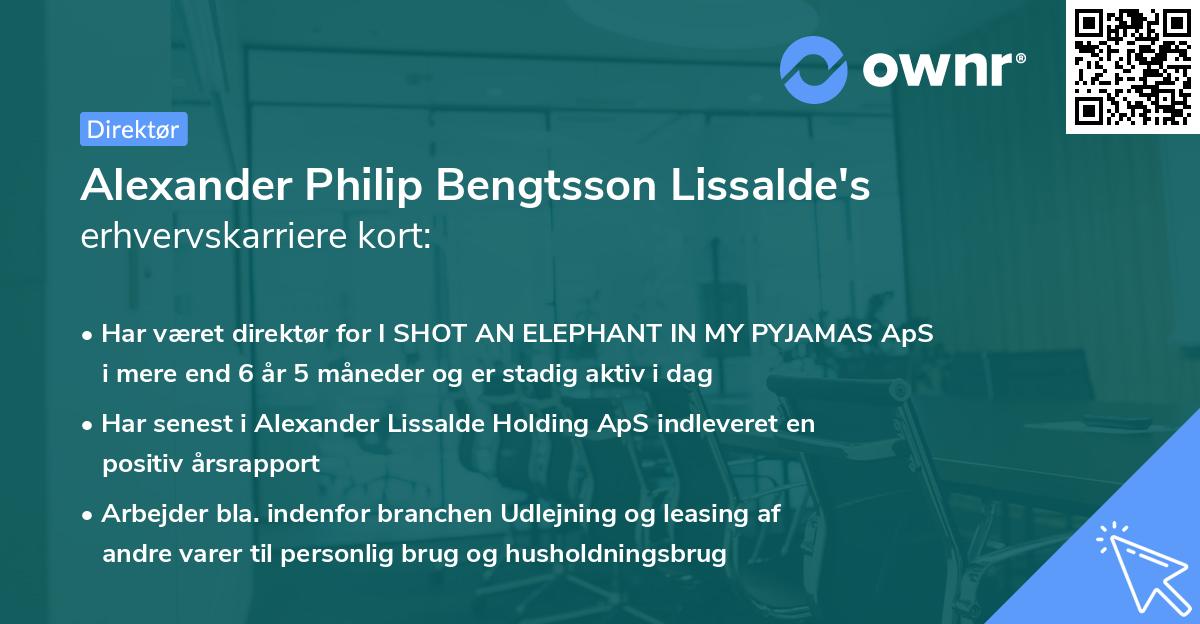 Alexander Philip Bengtsson Lissalde's erhvervskarriere kort