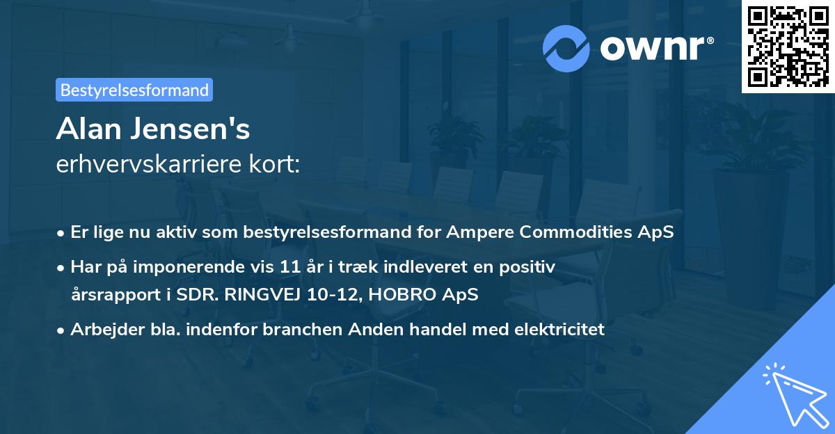Alan Jensen's erhvervskarriere kort