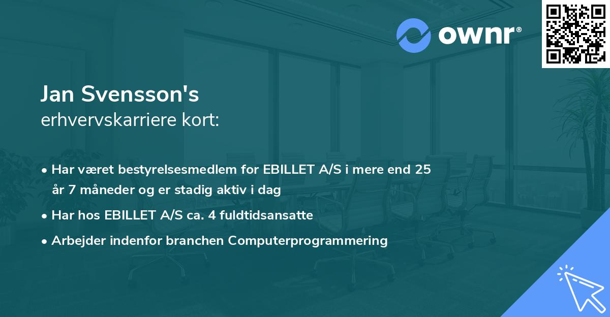Jan Svensson's erhvervskarriere kort
