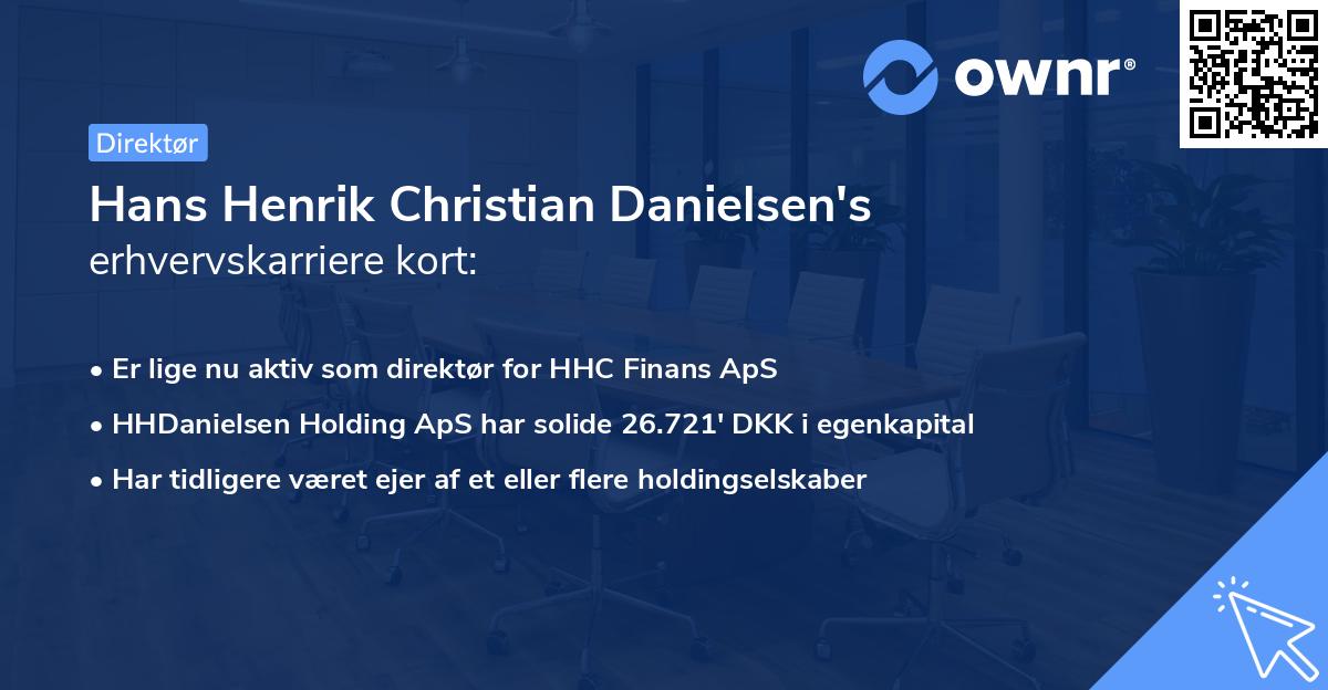 Hans Henrik Christian Danielsen's erhvervskarriere kort