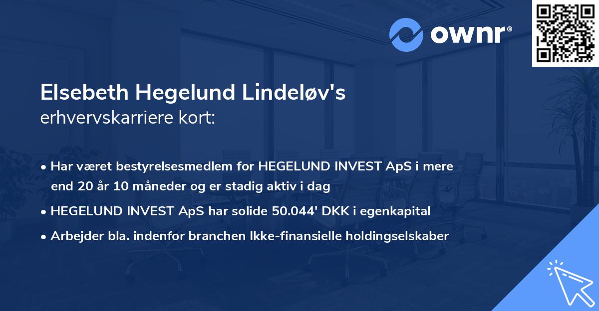 Elsebeth Hegelund Lindeløv's erhvervskarriere kort