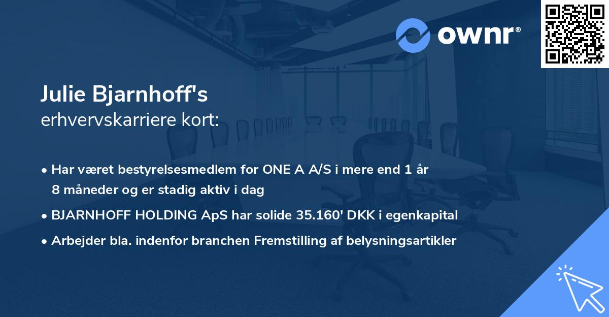Julie Bjarnhoff's erhvervskarriere kort