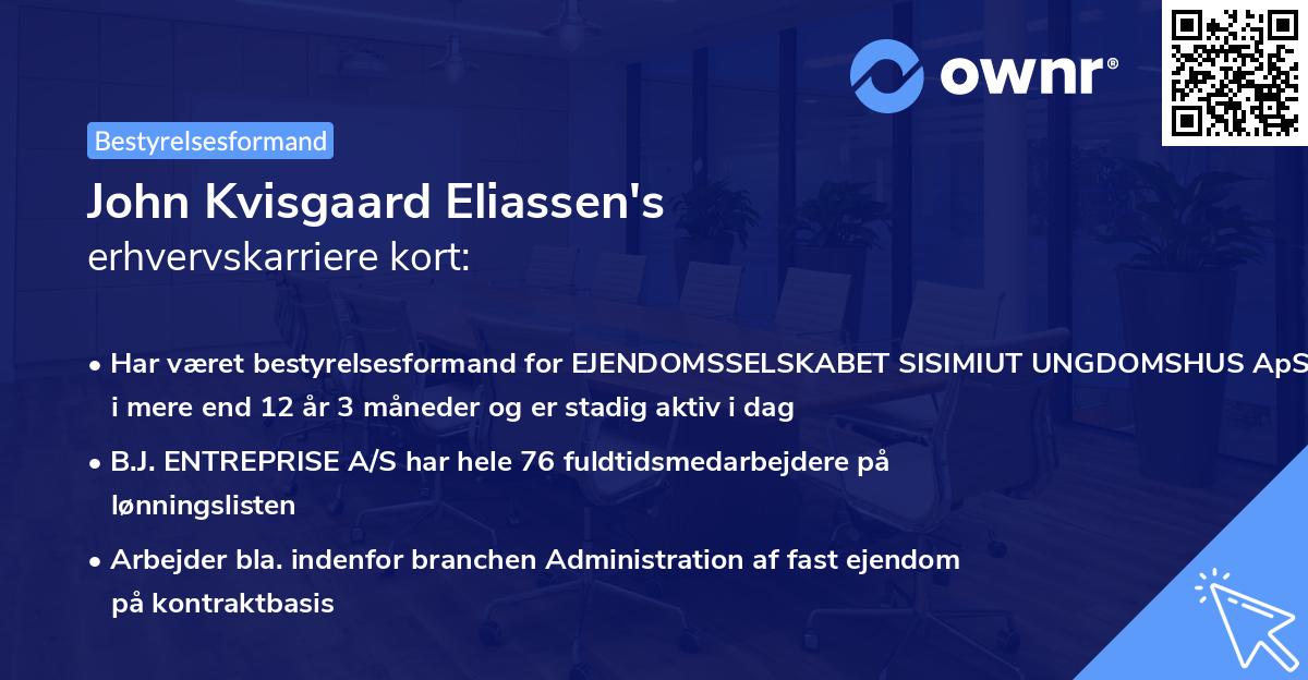John Kvisgaard Eliassen's erhvervskarriere kort