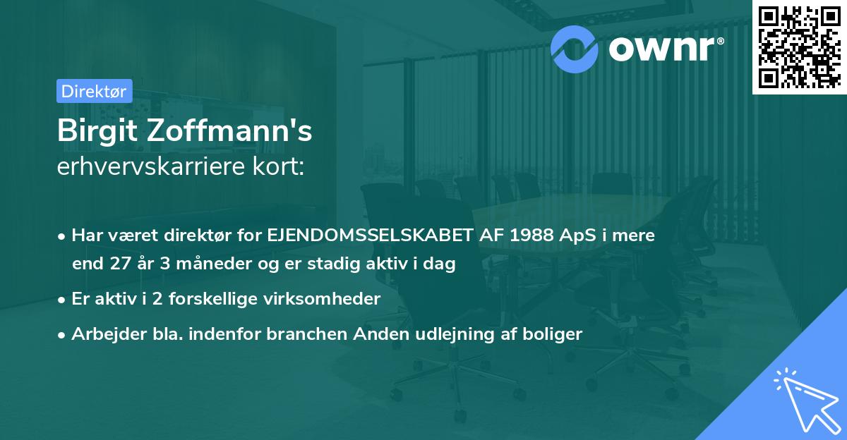 Birgit Zoffmann's erhvervskarriere kort