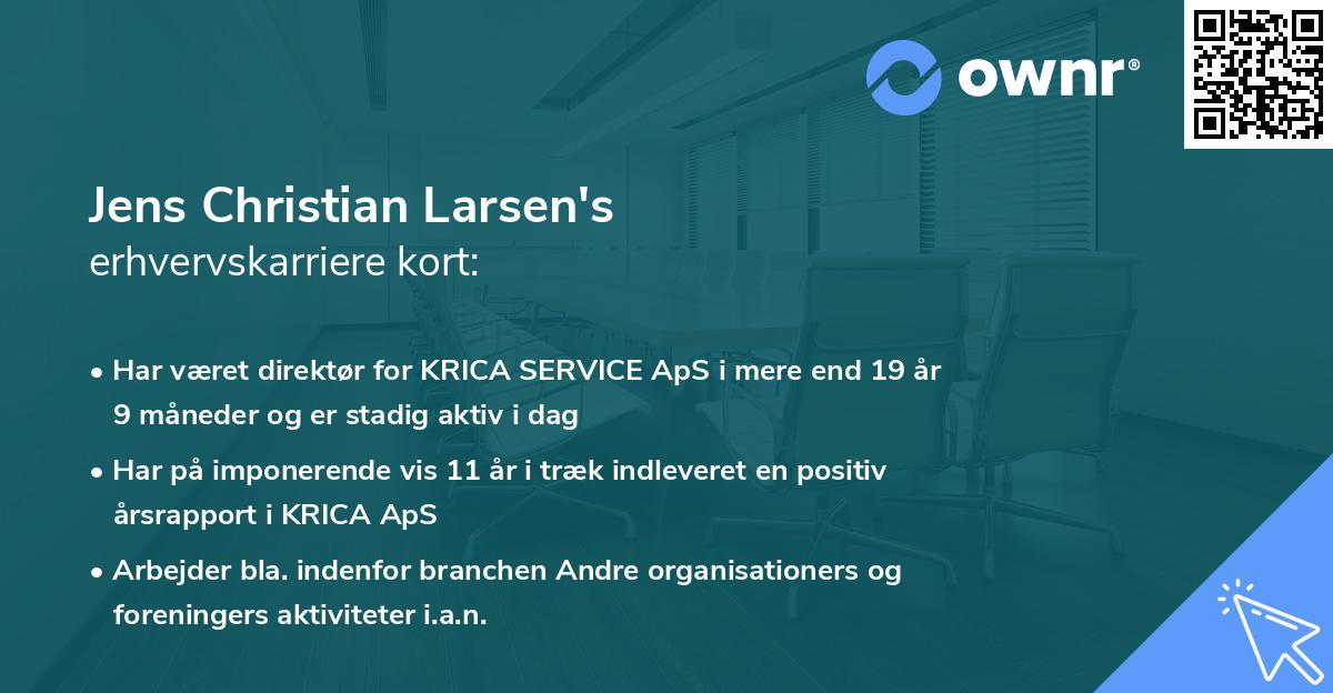 Jens Christian Larsen's erhvervskarriere kort