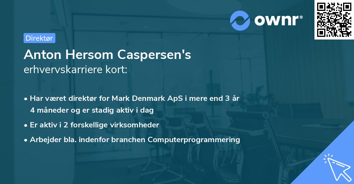 Anton Hersom Caspersen's erhvervskarriere kort
