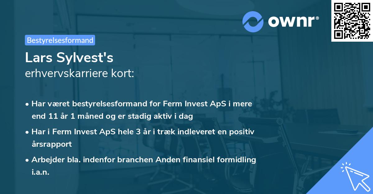 Lars Sylvest's erhvervskarriere kort