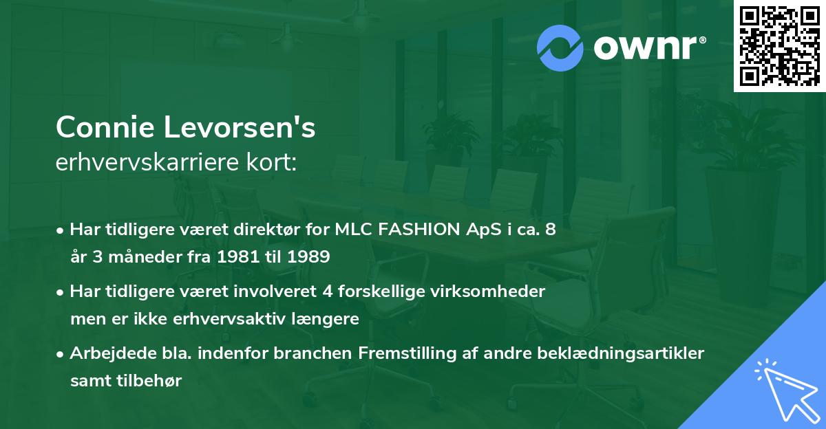 Connie Levorsen's erhvervskarriere kort