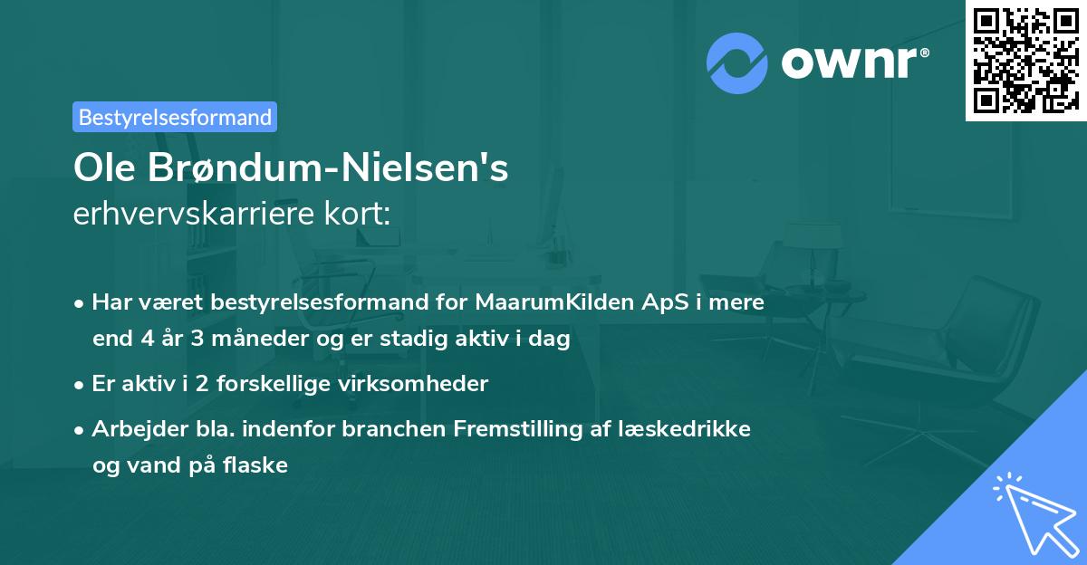 Ole Brøndum-Nielsen's erhvervskarriere kort