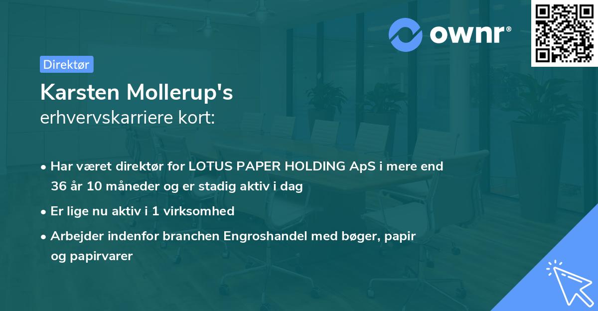 Karsten Mollerup's erhvervskarriere kort