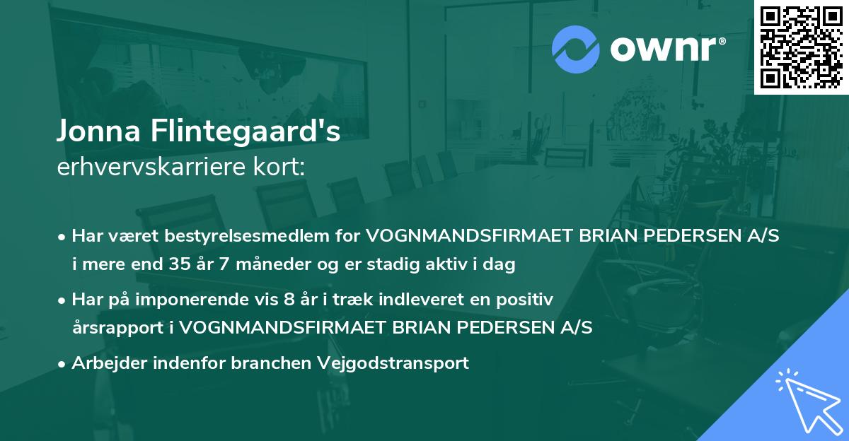 Jonna Flintegaard's erhvervskarriere kort