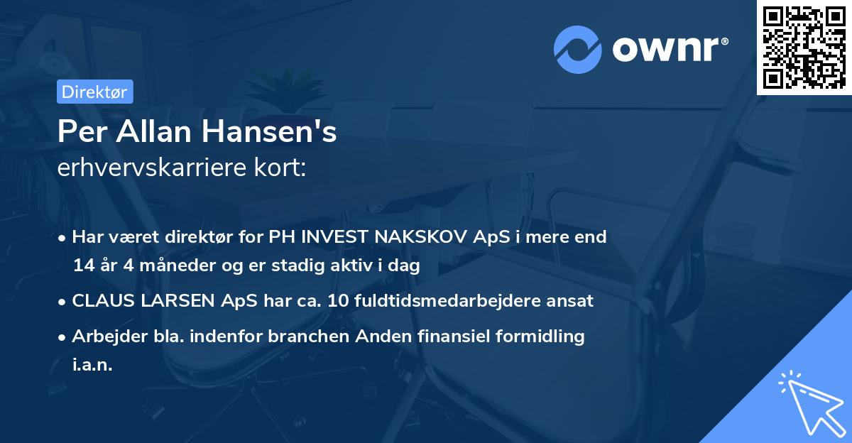 Per Allan Hansen's erhvervskarriere kort