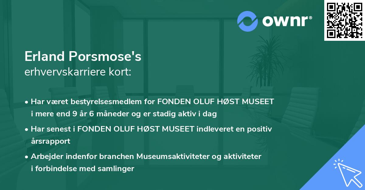 Erland Porsmose's erhvervskarriere kort