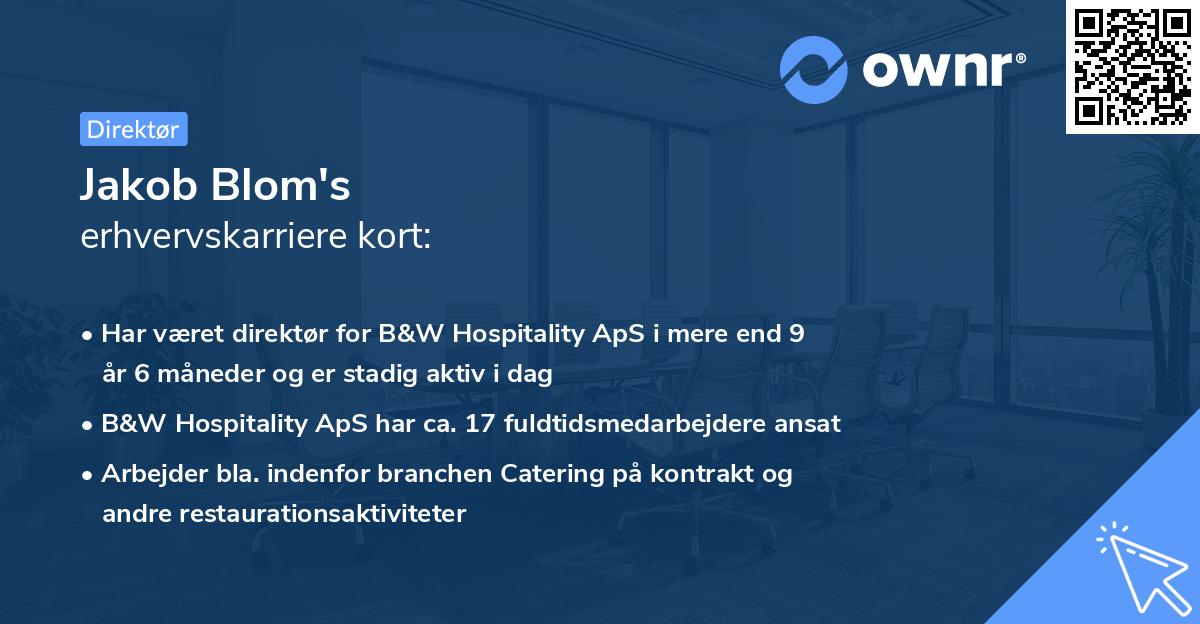 Jakob Blom's erhvervskarriere kort