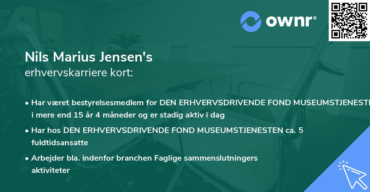 Nils Marius Jensen's erhvervskarriere kort