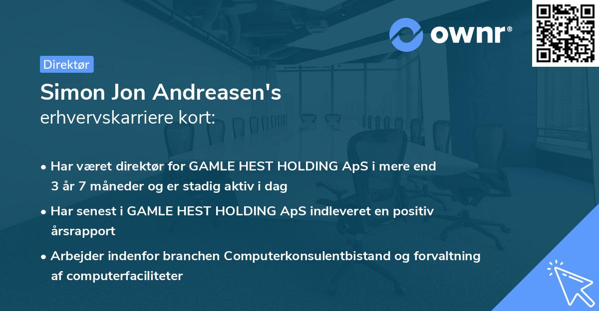 Simon Jon Andreasen's erhvervskarriere kort