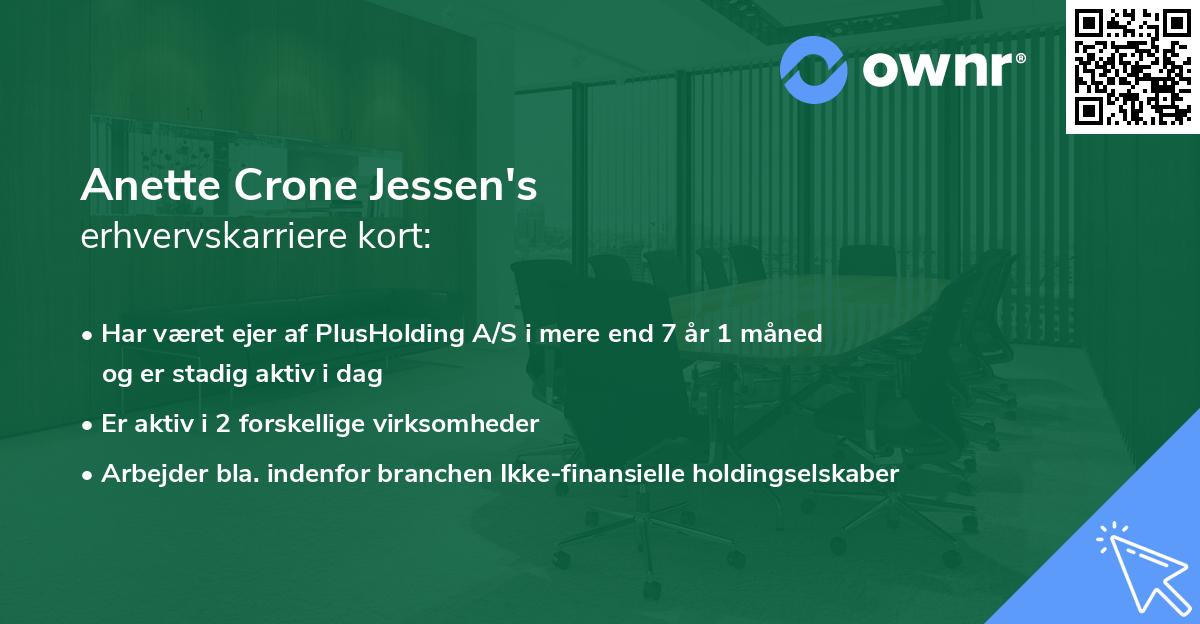 Anette Crone Jessen's erhvervskarriere kort
