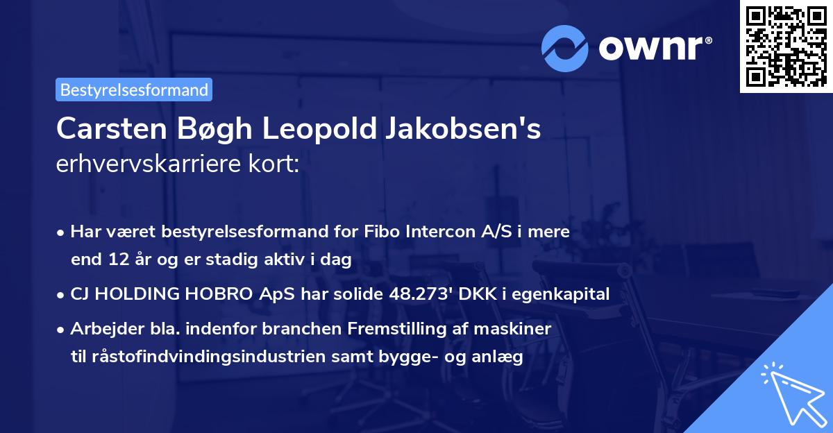 Carsten Bøgh Leopold Jakobsen's erhvervskarriere kort