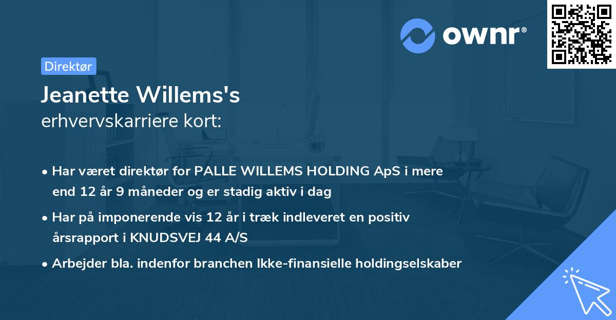 Jeanette Willems's erhvervskarriere kort