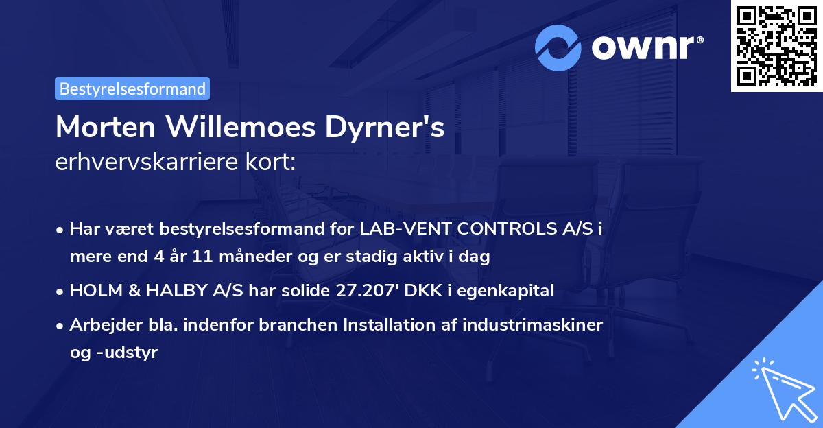Morten Willemoes Dyrner's erhvervskarriere kort