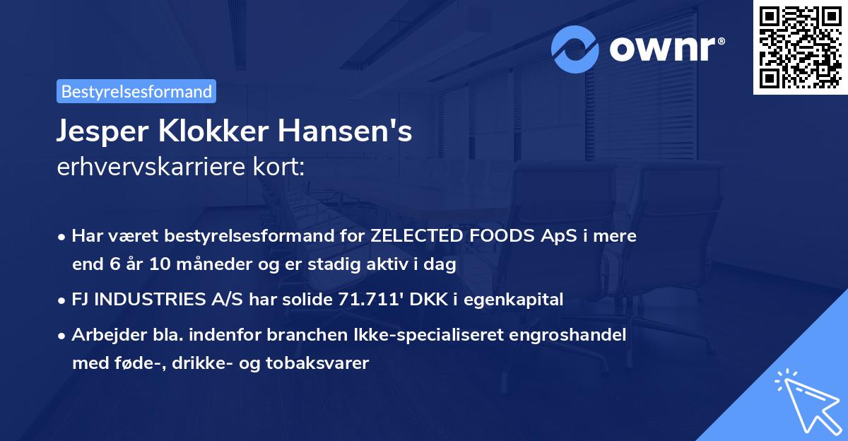 Jesper Klokker Hansen's erhvervskarriere kort