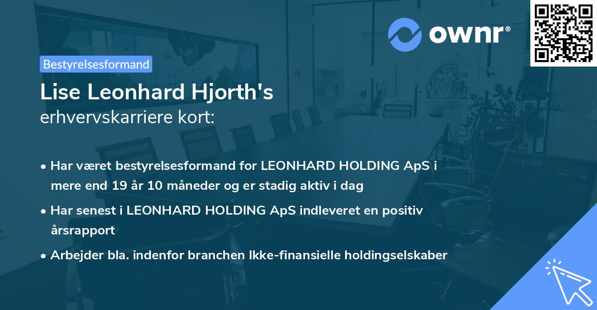 Lise Leonhard Hjorth's erhvervskarriere kort