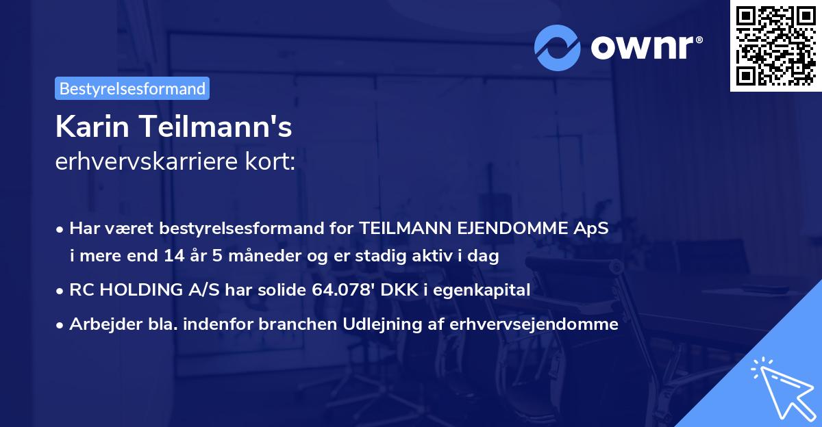 Karin Teilmann's erhvervskarriere kort
