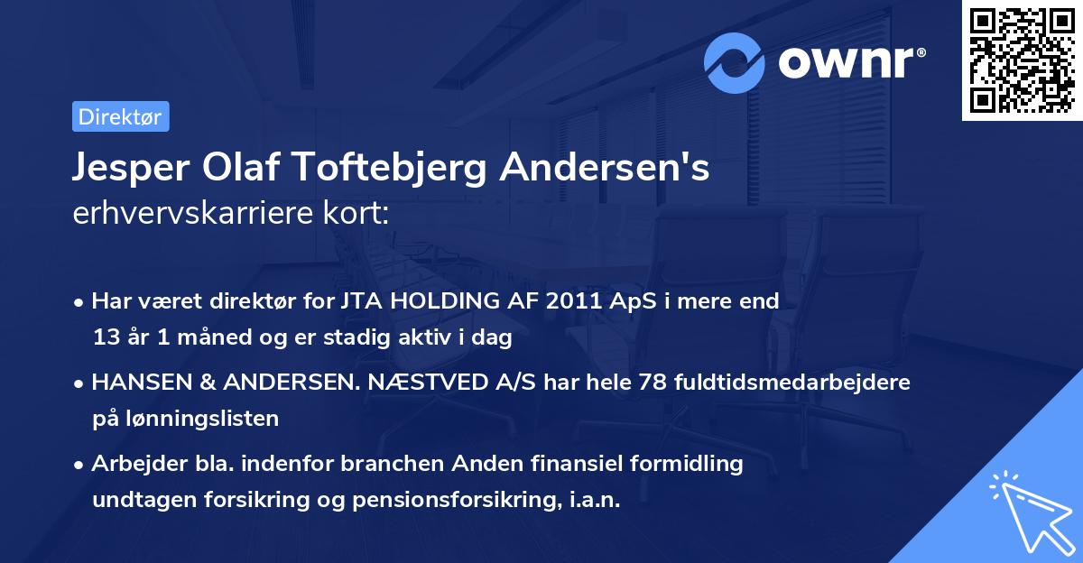 Jesper Olaf Toftebjerg Andersen's erhvervskarriere kort