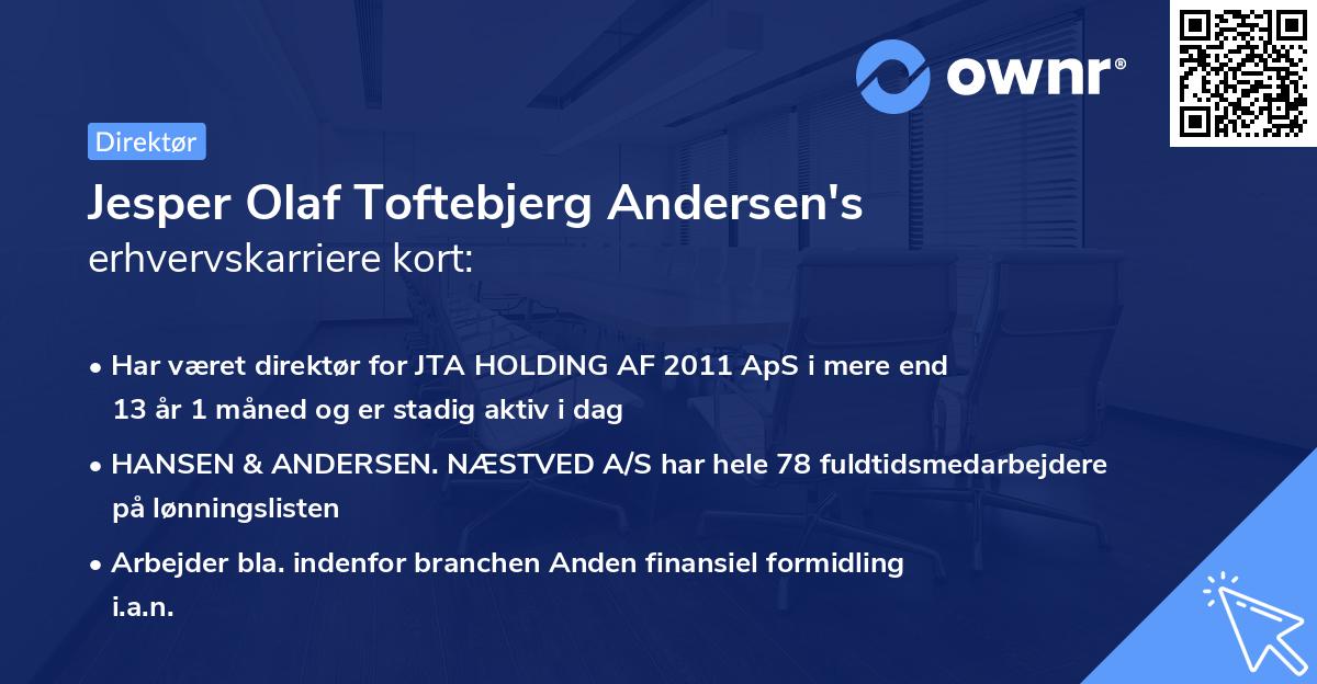 Jesper Olaf Toftebjerg Andersen's erhvervskarriere kort